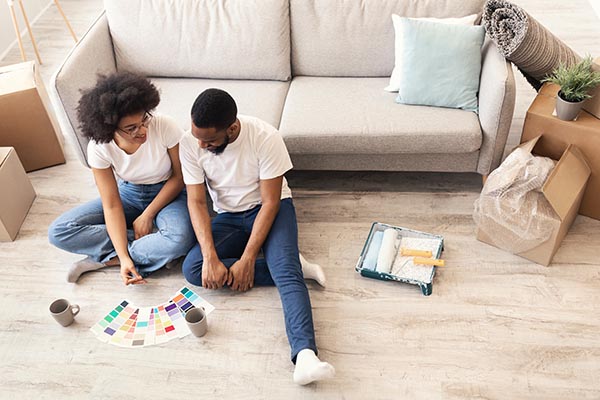 Couple picking paint sample