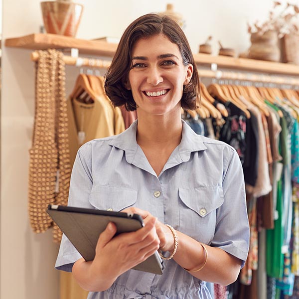 Woman with Ipad in store